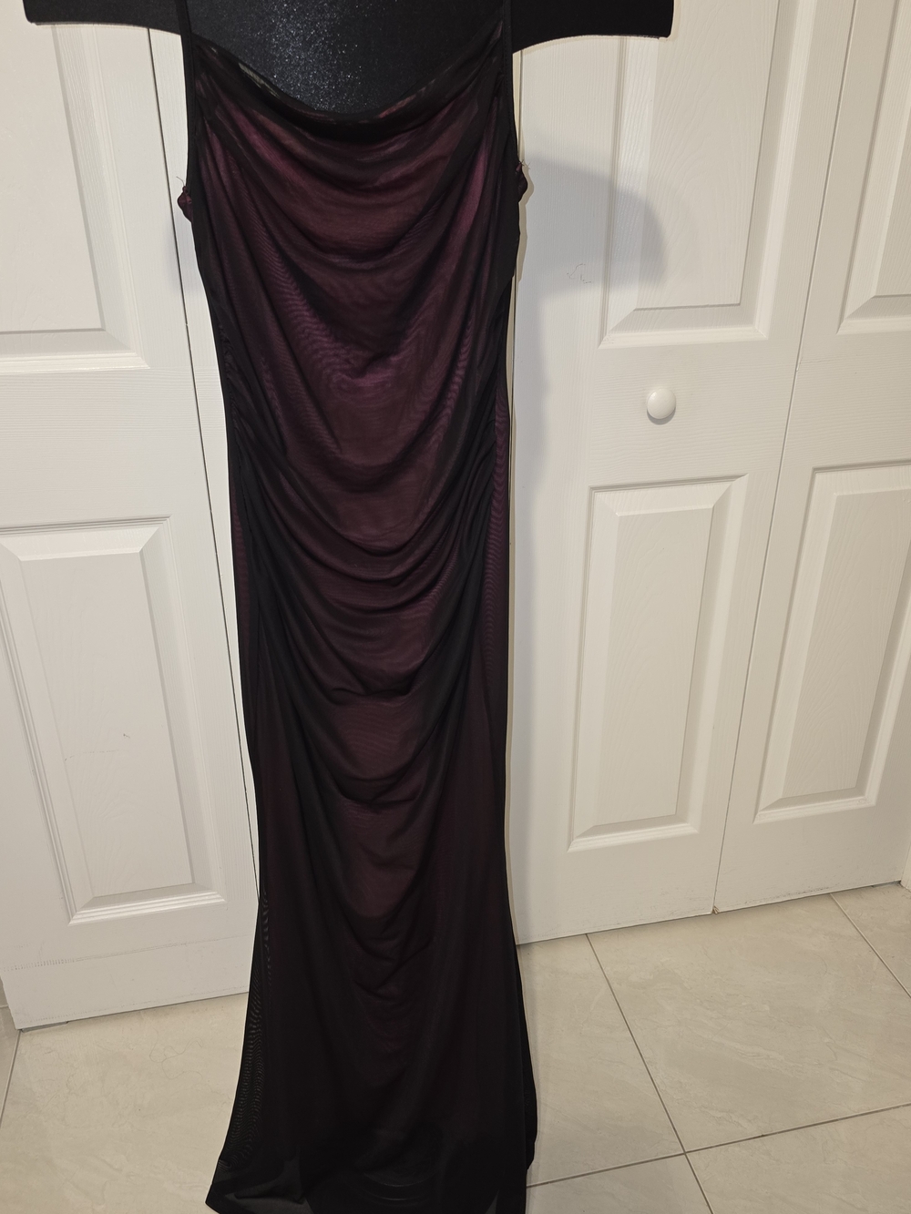 SHEIN Plum and Black Cowl Neck Maxi Dress